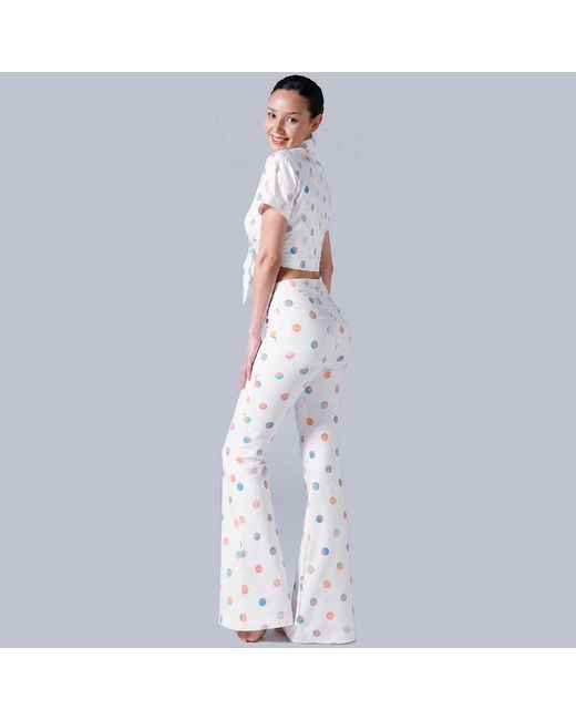 LOVEIST STORE White Polka Dot Flared Co-Ord Trousers