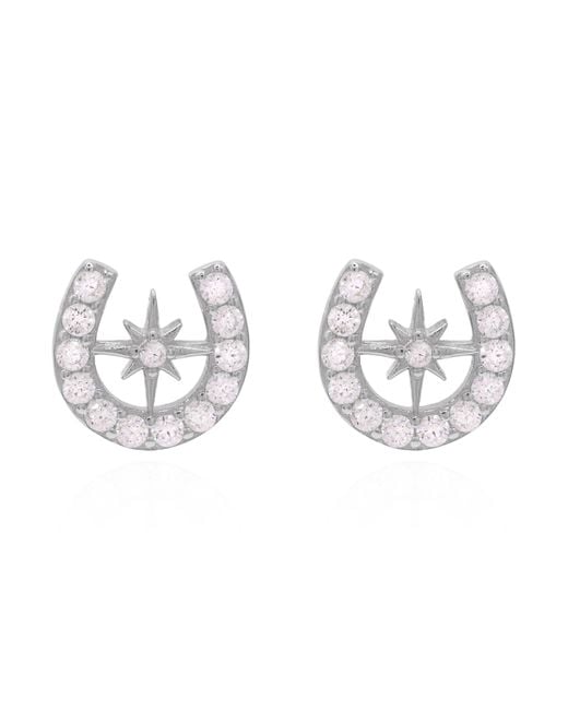 Luna Charles Metallic Zada Horseshoe Star Stud Earrings