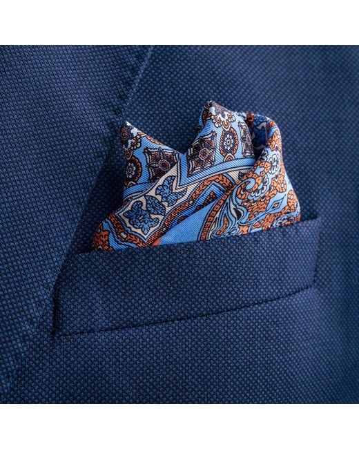 Otway & Orford Blue 'Millefiori' Silk Pocket Square for men