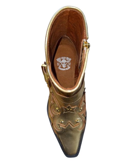 Any Old Iron Brown Golden Fancy Nancy Leather Ankle Boots