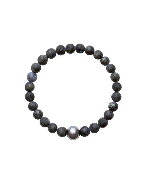 Ora Pearls Black Aro Men's Tahitian Pearl & Larvikite Bracelet for men