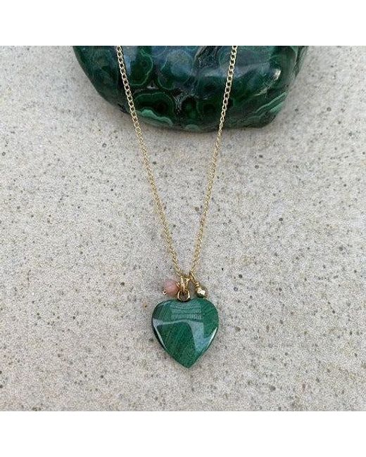 Lexi Jewelry Metallic Malachite Heart Necklace