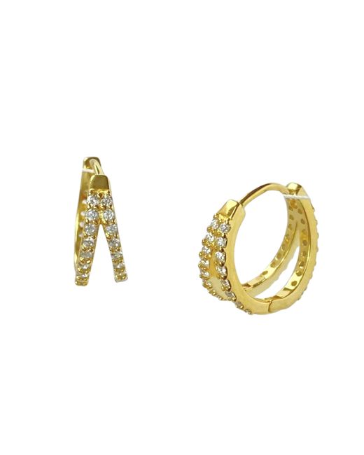 Nazzar Metallic Twin Zirconia Vermeil Huggie Earrings