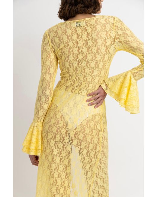 Amy Lynn Yellow Nola Lace Tunic Overlay Dress