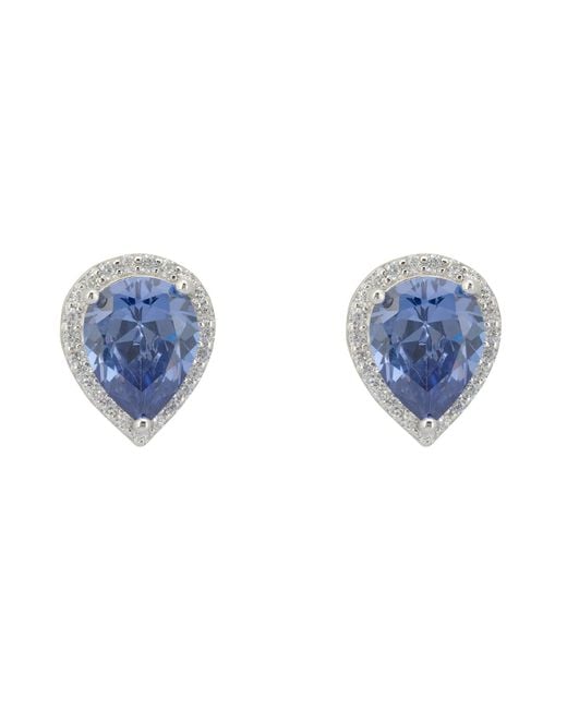Latelita London Blue Theodora Tanzanite Teardrop Gemstone Stud Earrings Silver
