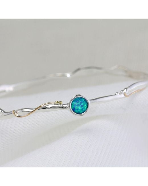 Isla Silver Blue Organic Delicate Opalite Bangle