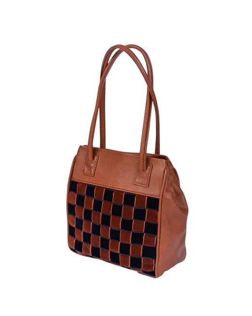 Velvet Atelier Brown Pat Shoulder Bag