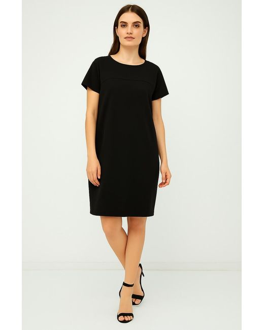 Conquista Black Sack Style Punto Di Roma Short Sleeve Dress