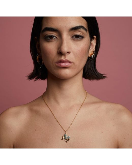 Kasun Metallic Solid X Initial Necklace With Marble