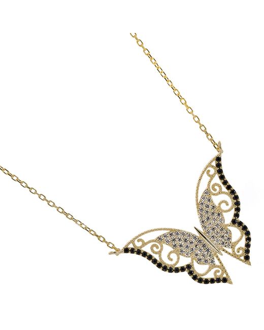 Ebru Jewelry Metallic Gold Sparkly Joyful Butterfly Necklace