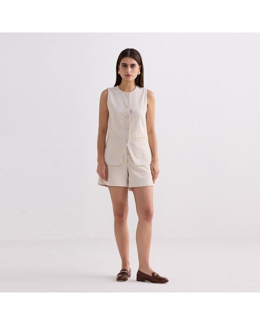 REISTOR Gray Cotton Tweed Shorts