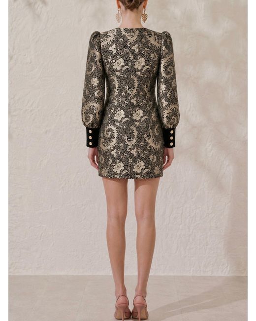 Mandarano Black Belladonna Brocade Mini Dress