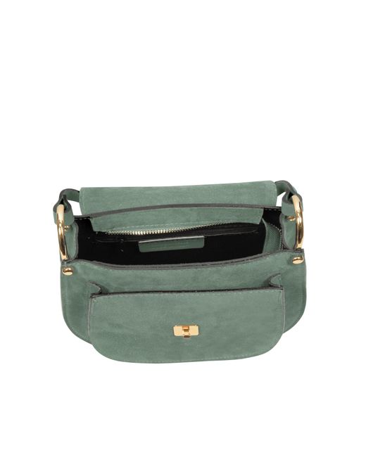 Le Parmentier Green Agave Suede & Smooth Leather Shoulder Bag