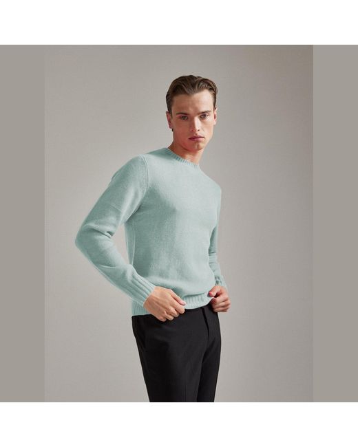 Salts Cashmere Green Lofty Knit Crew Neck Sweater
