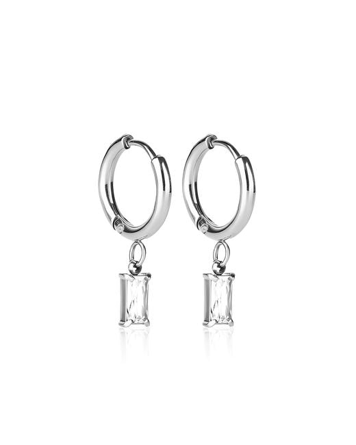 Evie Jewelry Metallic Luxe Crystal Drop Huggie Earrings