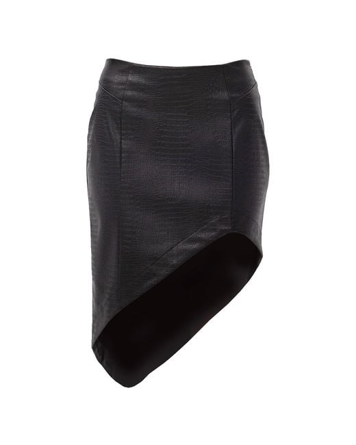 Maison Bogomil Black Faux Leather Asimetric Skirt