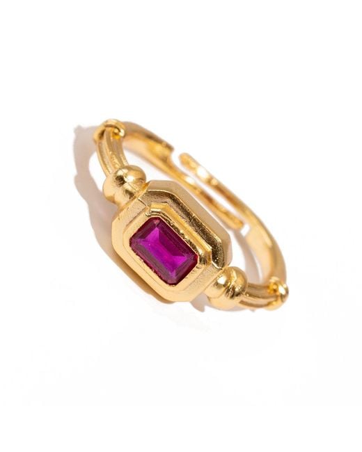 Ebru Jewelry Pink Ruby Shine Minimalist Adjustable Ring