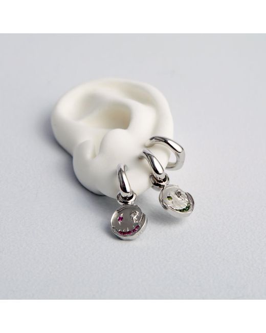 Kasun White Smile Hoop Earrings – February – Amethyst –
