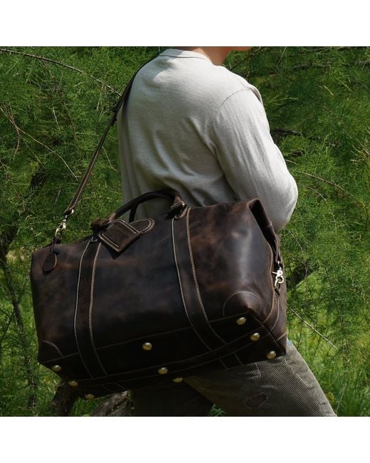 Touri Brown Classic Traveller Genuine Leather Holdall for men