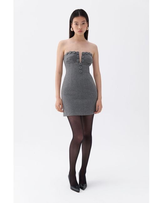 Nocturne Gray Strapless Mini Dress