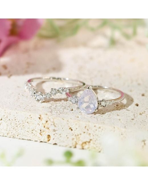 Azura Jewelry New York White Floral Symphony Amethyst Ring Set Vermeil