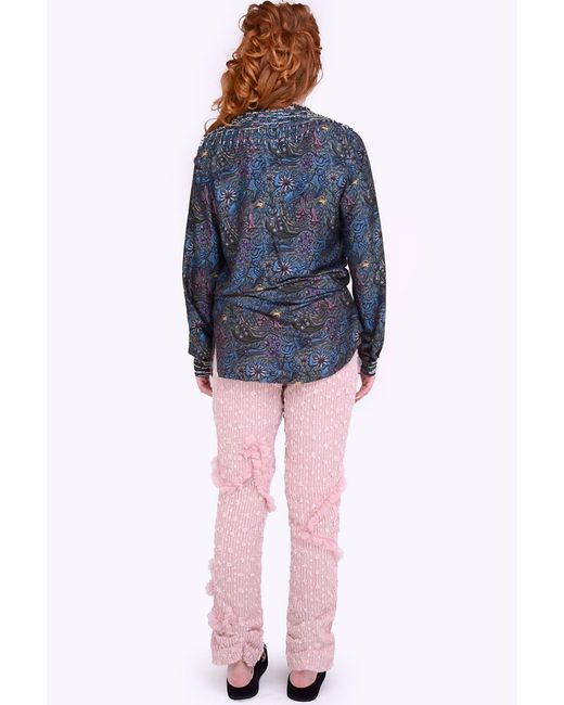 Natalia Petruch Blue Bronx Boyfriend Shirt With Collar Beads