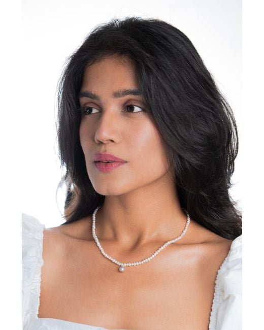 The Link Between Metallic Regal Baroque Pearl With Pearl Drop Necklace