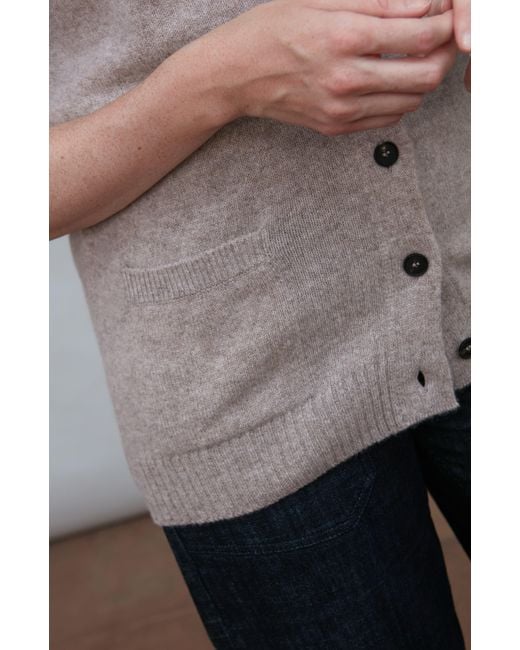 Paul James Knitwear Brown Lambswool Laura V Neck Waistcoat With Pockets