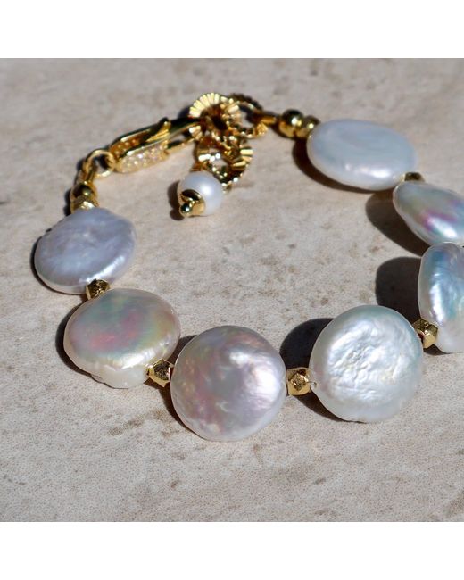 Mineralgems•Studio Metallic Bracelet With Flat Pearls