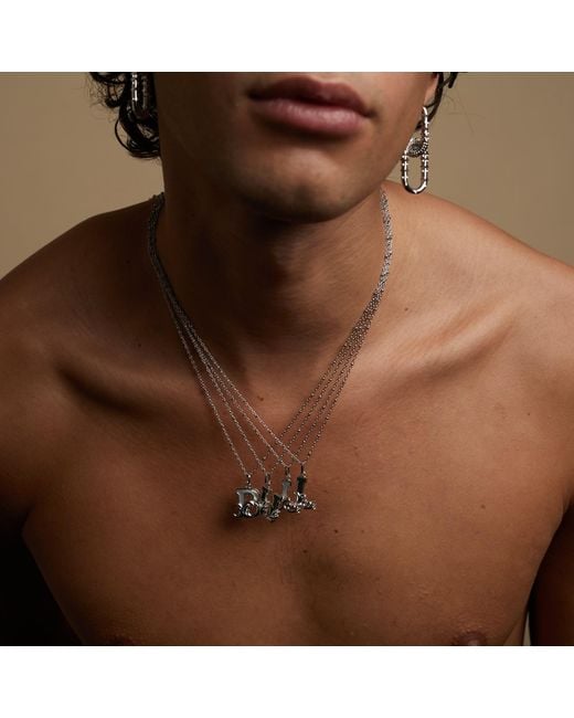 Kasun Metallic Solid A Initial Necklace With Marble