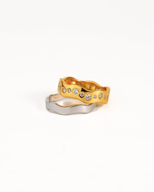 Zynnia Collective Metallic Wave Ring Set