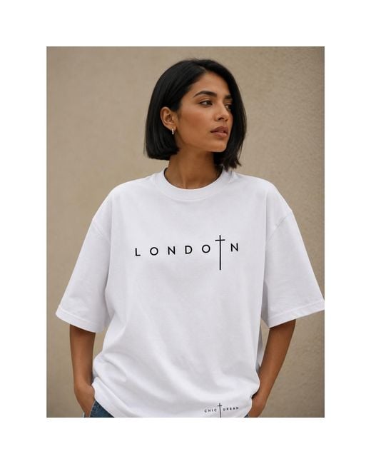 Chic Urban White London Grace Oversized T-Shirt