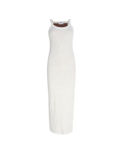 Circular Path White Maxi Tank Dress