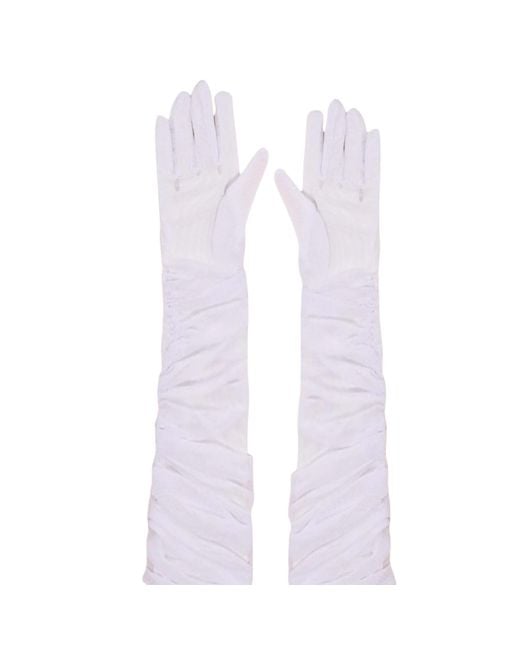 HIGH HEEL JUNGLE by KATHRYN EISMAN White Ariana Ruched Mesh Opera Glove