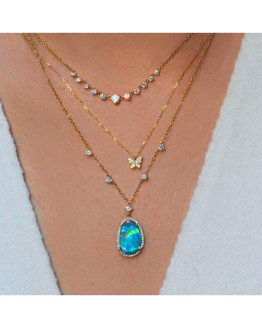 KAMARIA Metallic Tiny Butterfly Charm Necklace With Diamonds