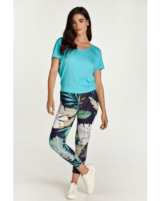 Conquista Blue Drape Back Top