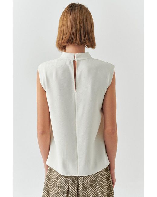 Exquise White Ashlyn Cream Sleeveless Cowl Neck Blouse
