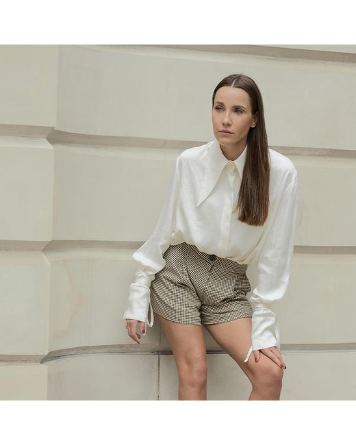 Mandragora Gray Houndstooth Shorts Retto