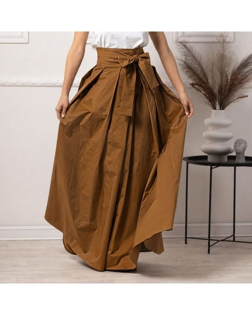 Nikka Place Brown Long Summer Cotton Skirt With High Waist
