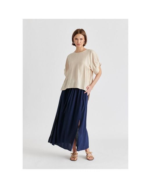 Paisie Natural Neutrals Relaxed Fit Top With Back Bow Detail
