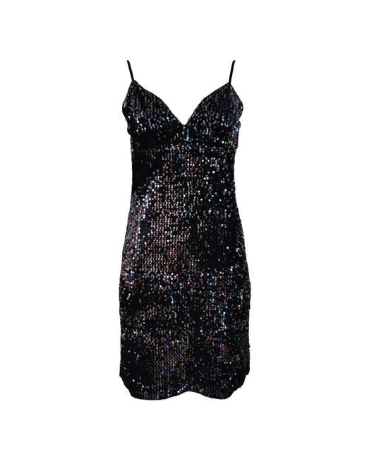 Lalipop Design Sequined Black Velvet Mini Dress