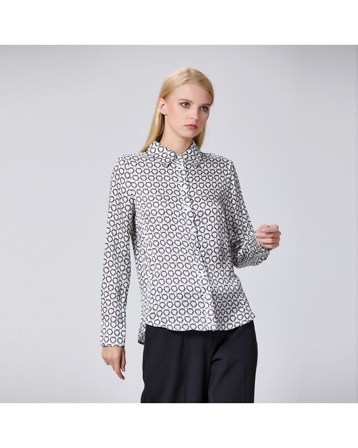 Smart and Joy Green Graphic Print Satin Long Sleeves Shirt