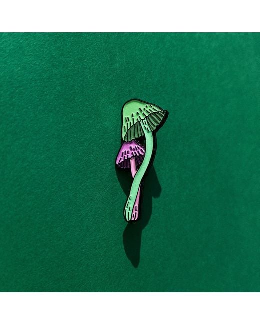 Make Heads Turn Green Enamel Pin Magic Mushroom