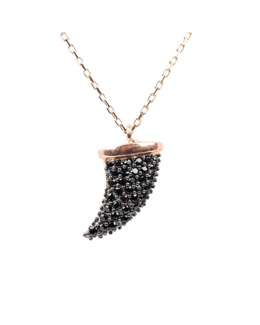 LÁtelita London Tooth Tusk Pendant Necklace Black Cz Rose Gold Lyst - Tusk Black Pendant Necklace