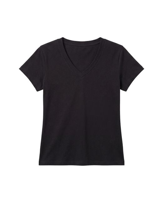 Brodie Cashmere Black Relaxed Fit V Neck Tee
