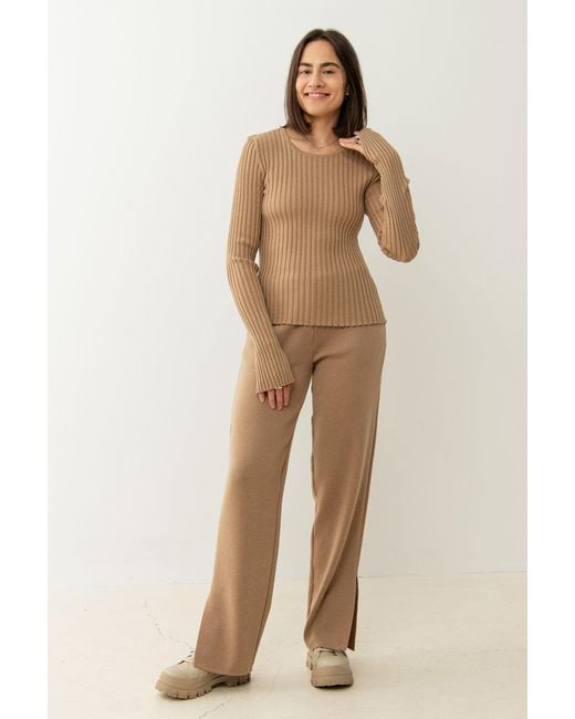 SALANIDA Natural Brera 100% Merino Long-sleeve Top Beige