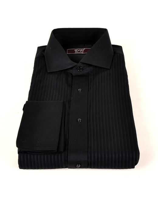 DAVID WEJ Black Ashton Collar Double Cuff Dress Shirt – for men