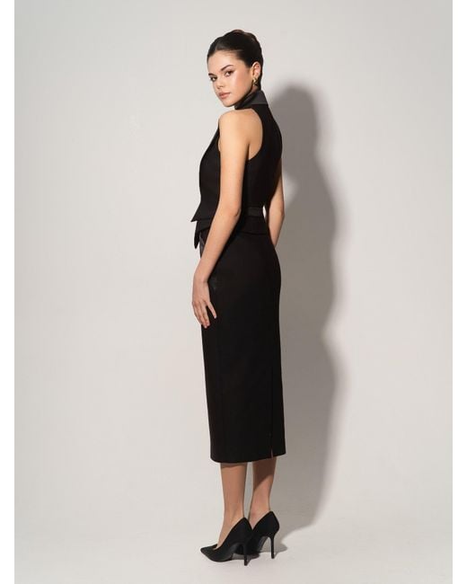 Tia Dorraine Black Single-Breasted Waistcoat & Skirt Set