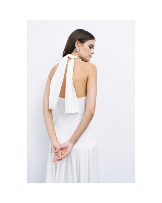 Nocturne White Backless Halter Neck Midi Dress – Off