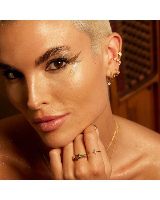 Scream Pretty Metallic Illusion Hoop Earrings With Sparkling Star Drop